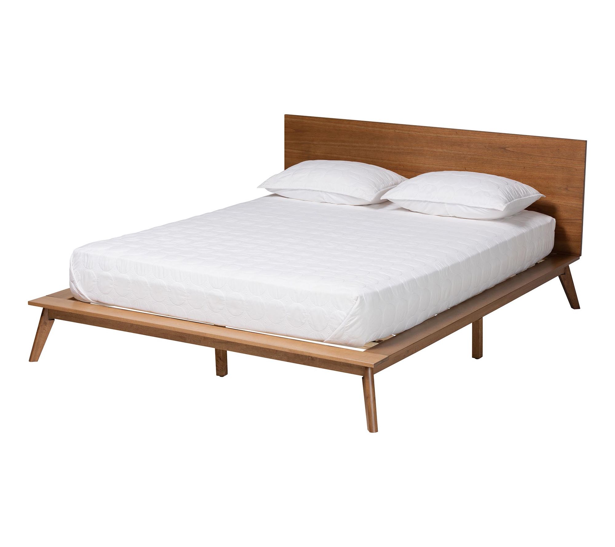 Baxton Studio W heatley Walnut Brown Wood Quee n Platform Bed