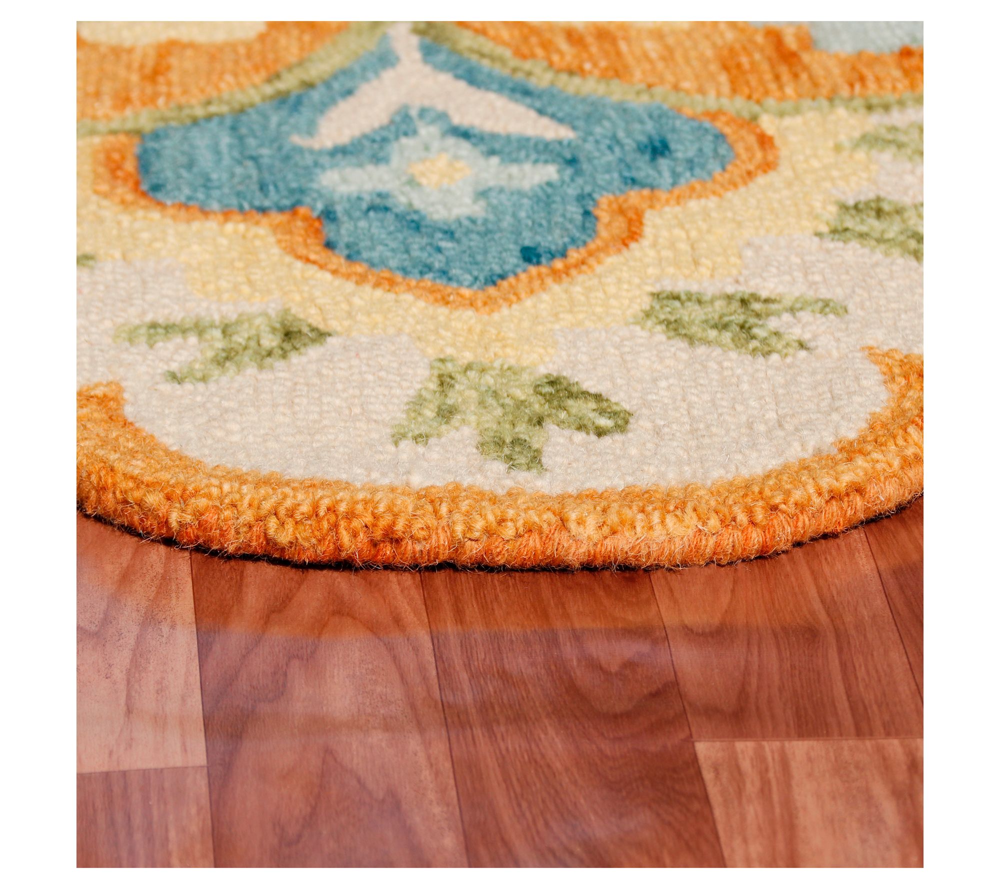 Ox Bay Rust Petal Edged Medallion Wool Indoor 6' Round Rug - QVC.com
