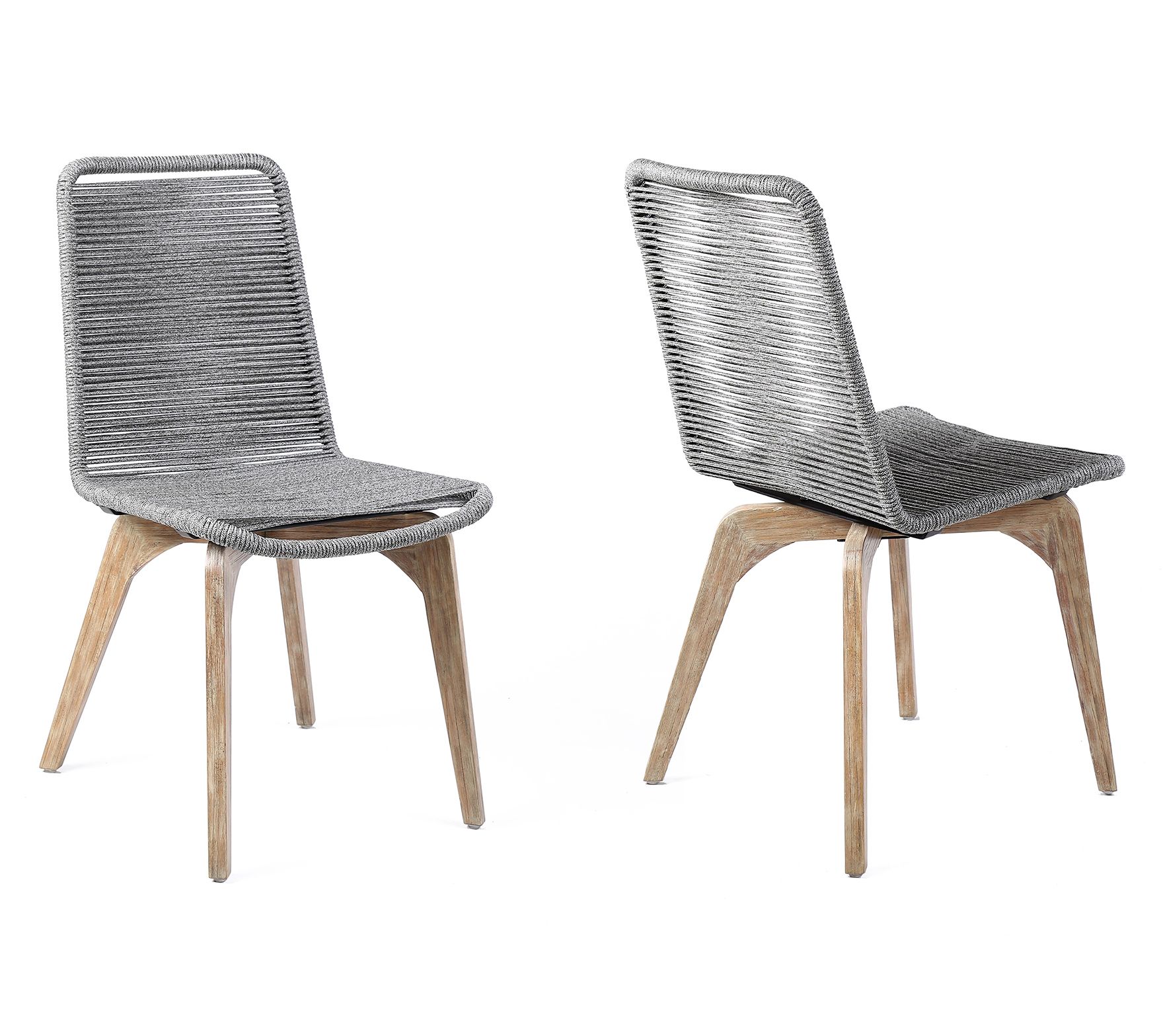 Armen Living Island Patio Wood & Rope Dining Chairs - Set of 2