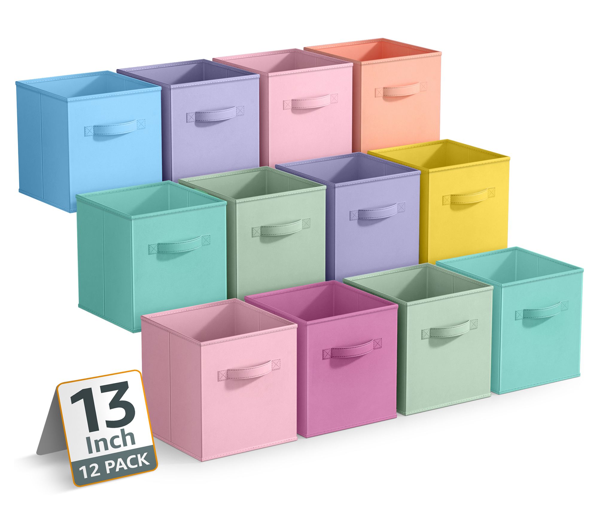 Sorbus Large 13" Storage Bins with Handles, 12Pk Pastel Set 3
