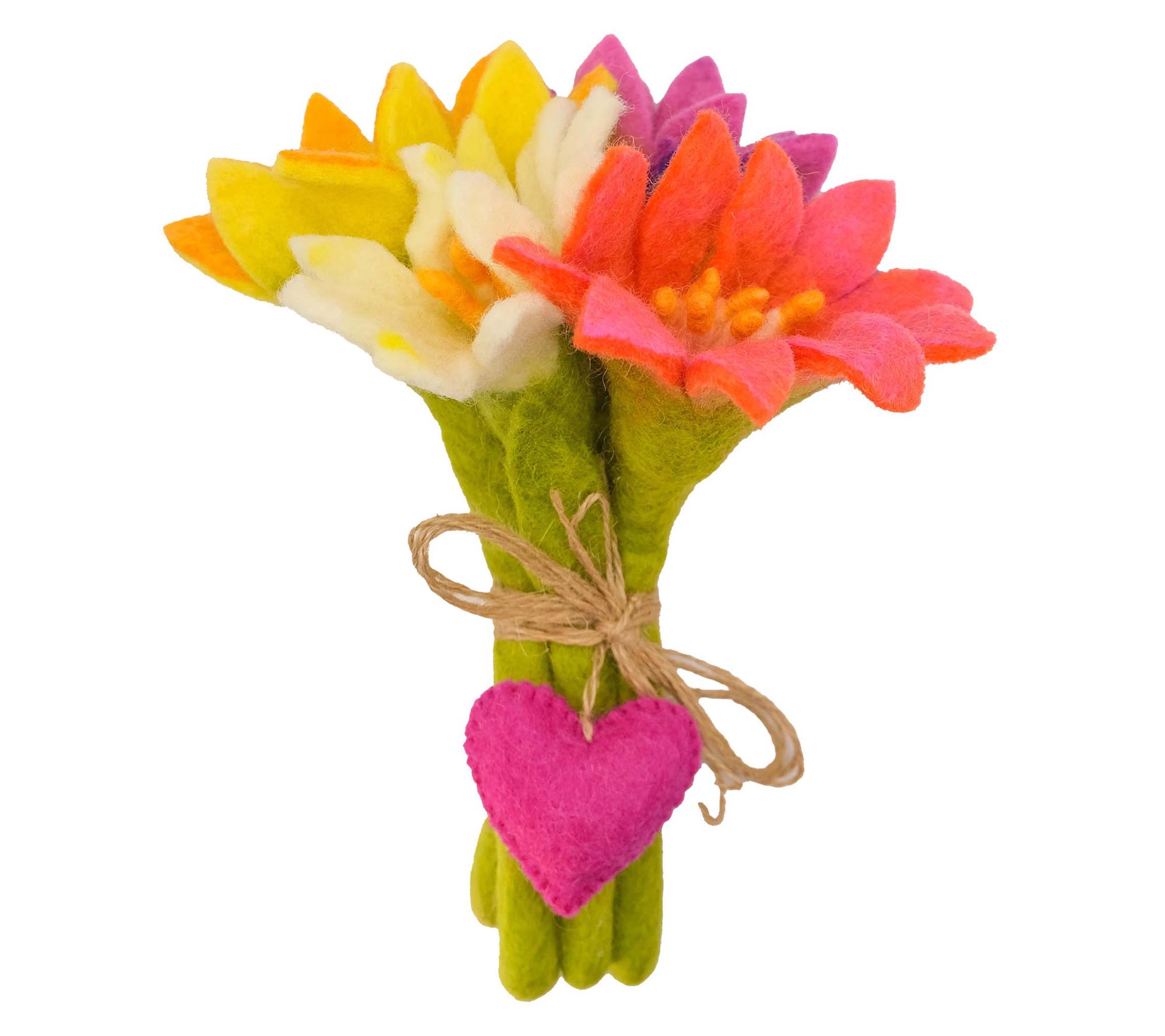 Global Crafts Handmade Spring Felt Flower Bouquet w/ Charm