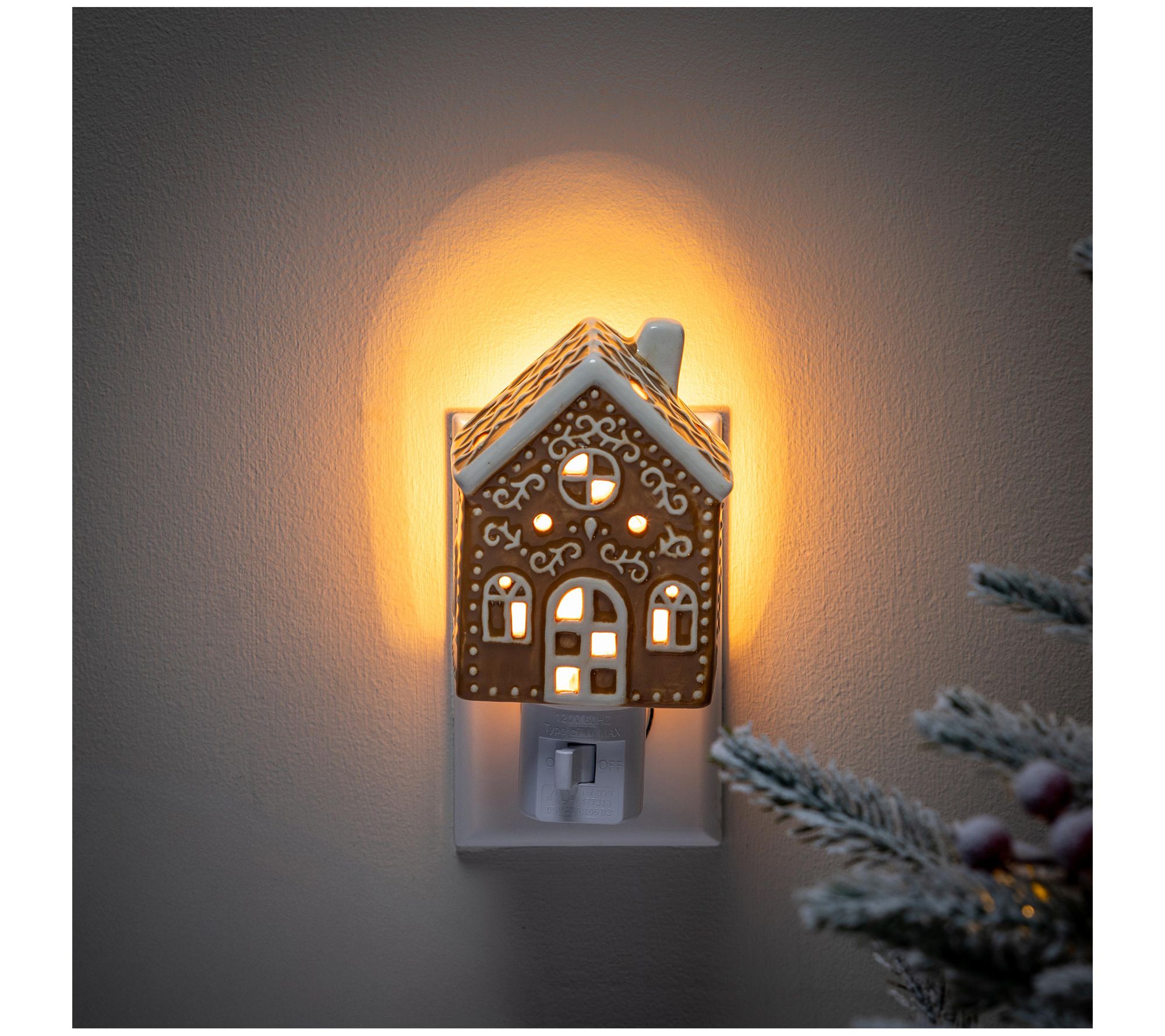 Evergreen 5"H Ceramic Gingerbread House Nightlight