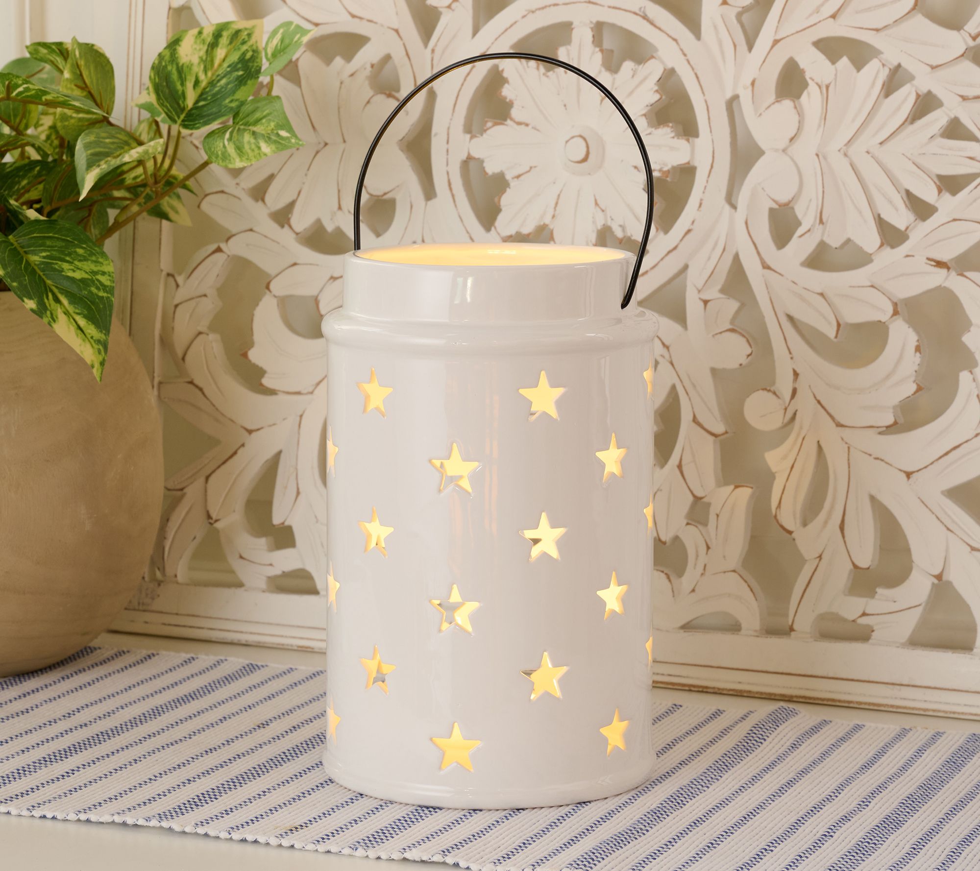 "As Is" Martha Stewart 10" Illuminated Ceramic Star Lantern
