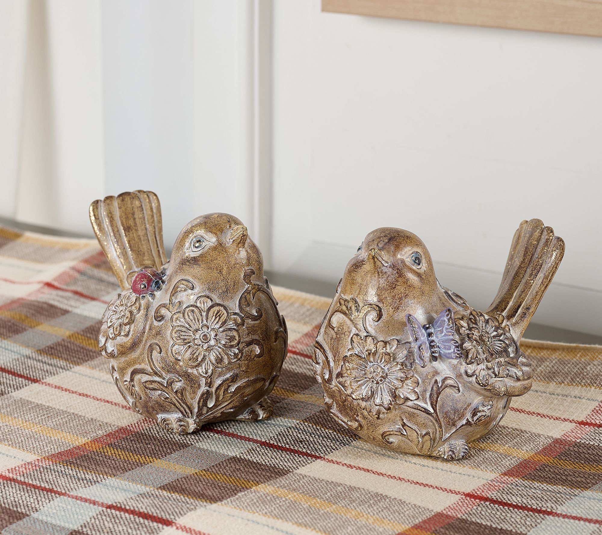 Set of 2 Embossed Bird Figures by Valerie