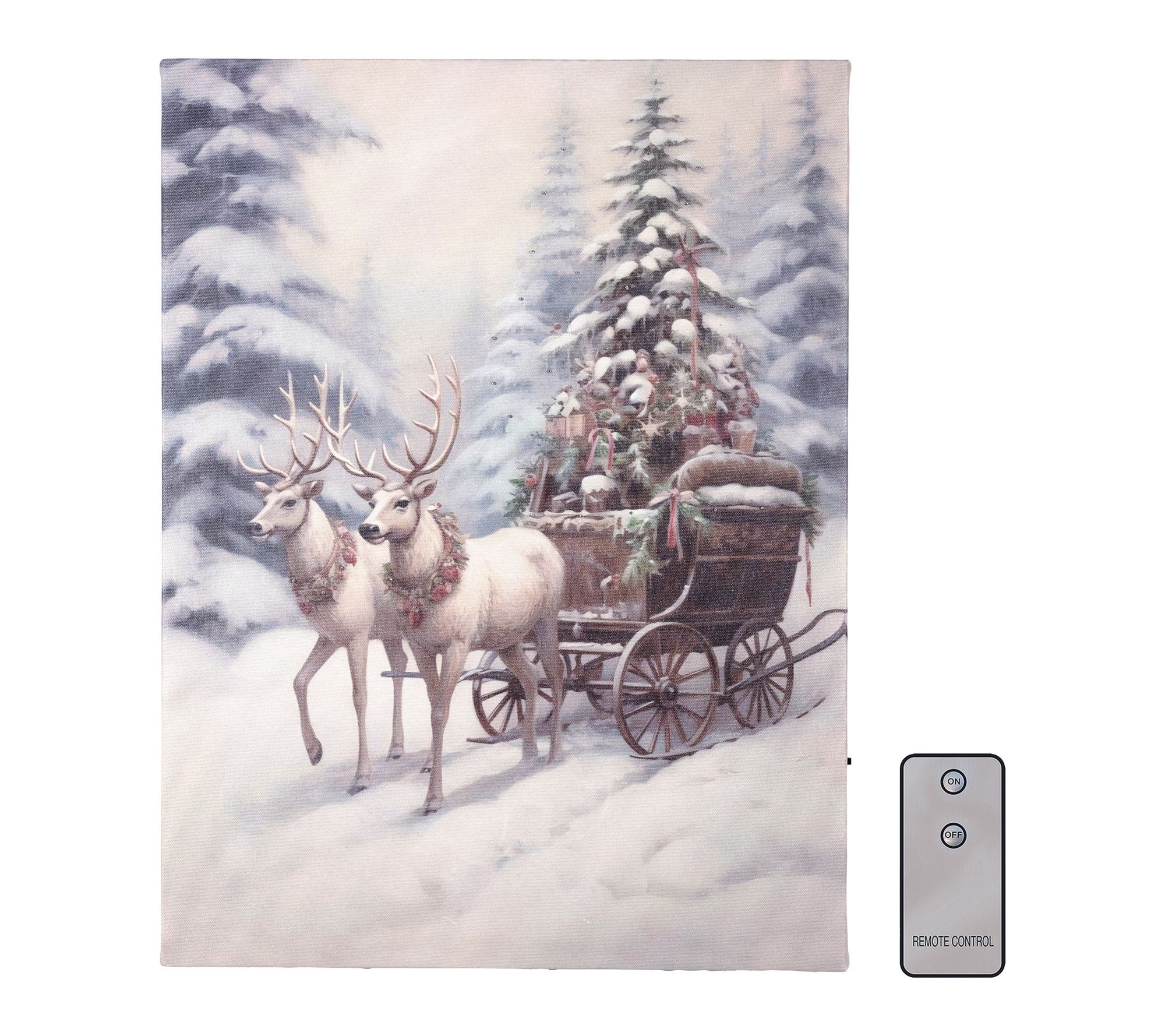 LumaBase Battery Operated LED Wall Art - Reindeer Sleigh Ride