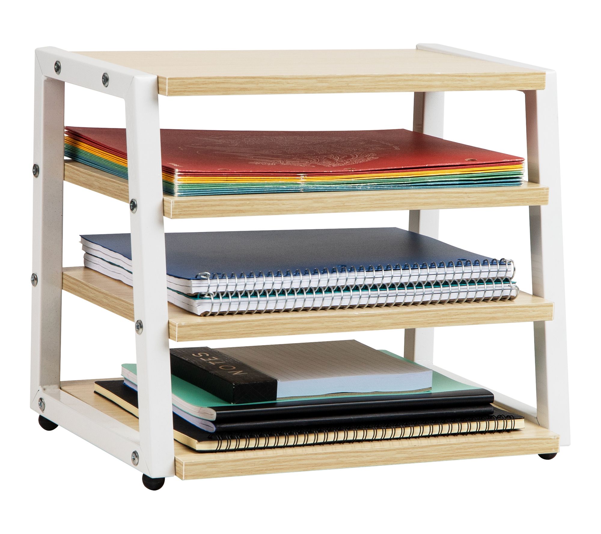 Mind Reader 4-Tier Desk Organizer, File Storage, White