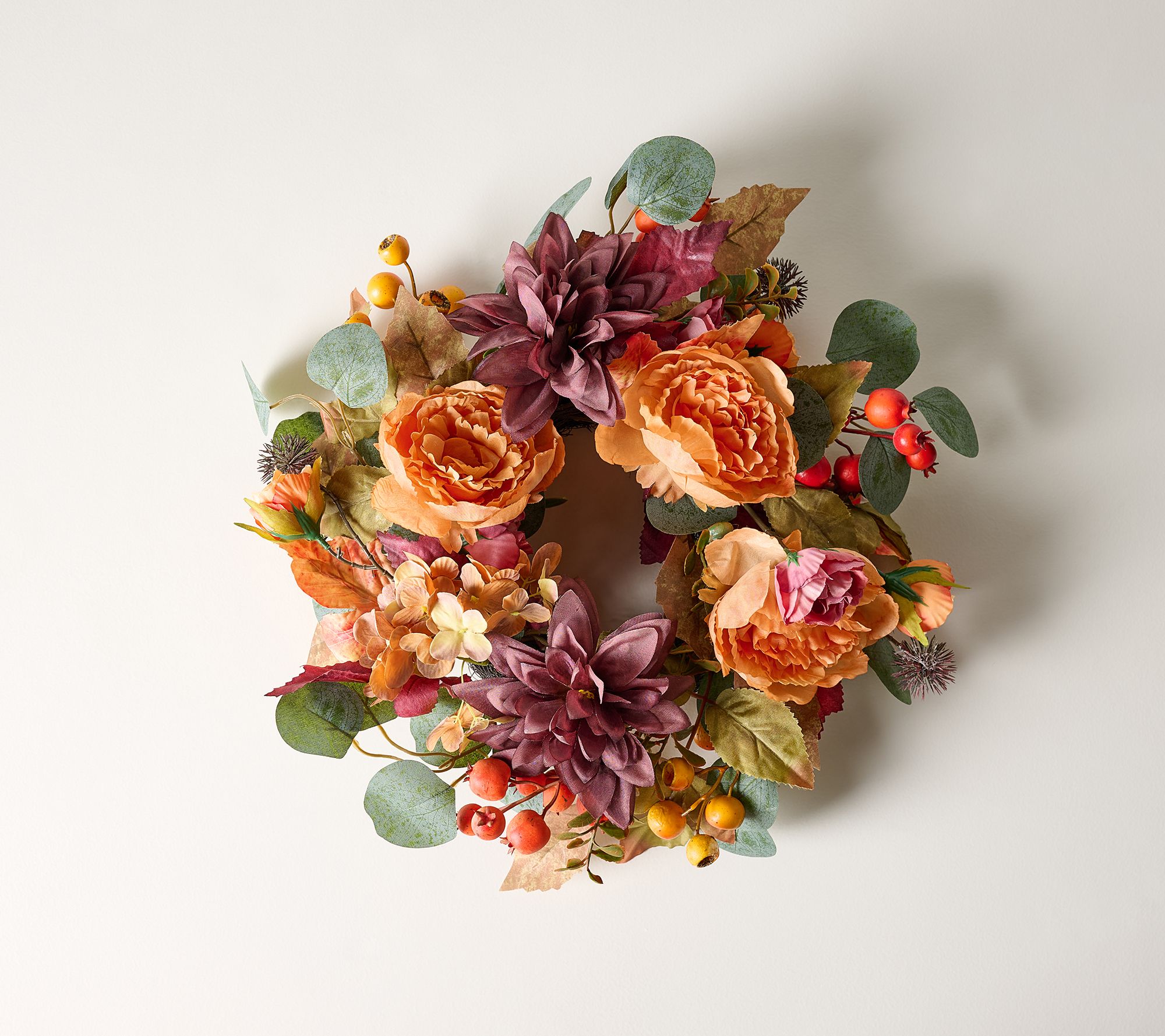 18" Autumn Tapestry Ranunculus & Dahlia Wreath by Valerie