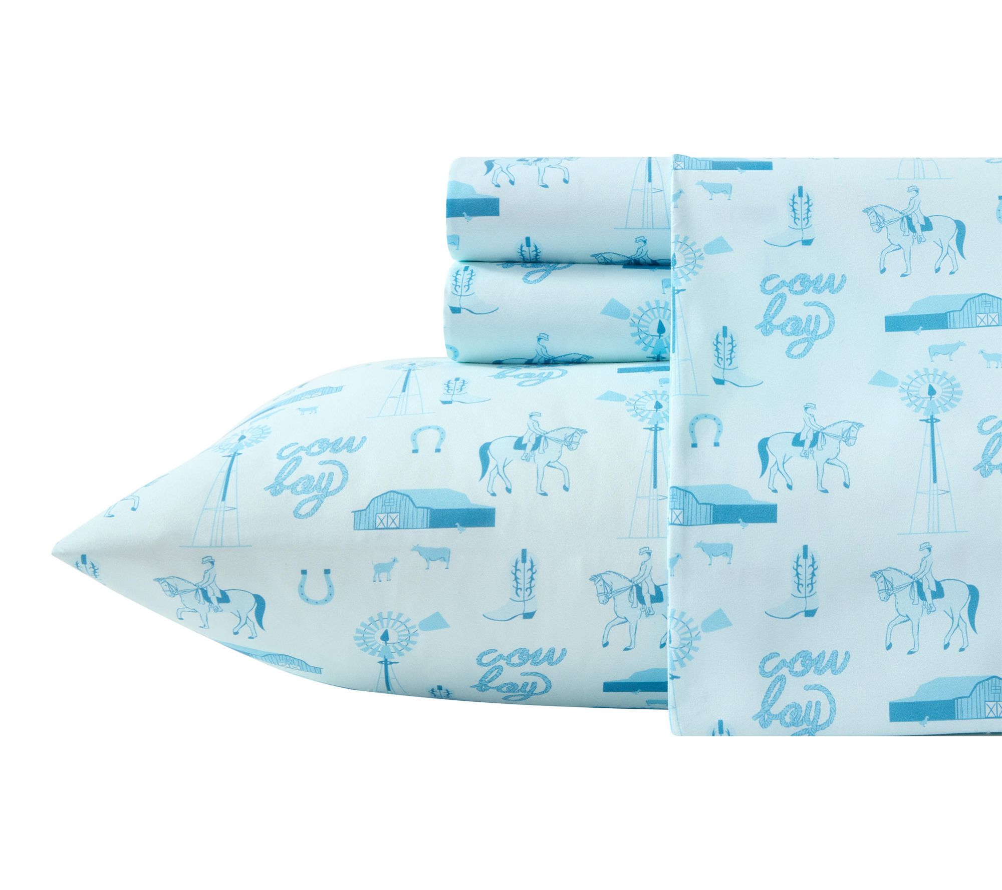 Wrangler Horse Farm Blue Microfiber Twin SheetSet