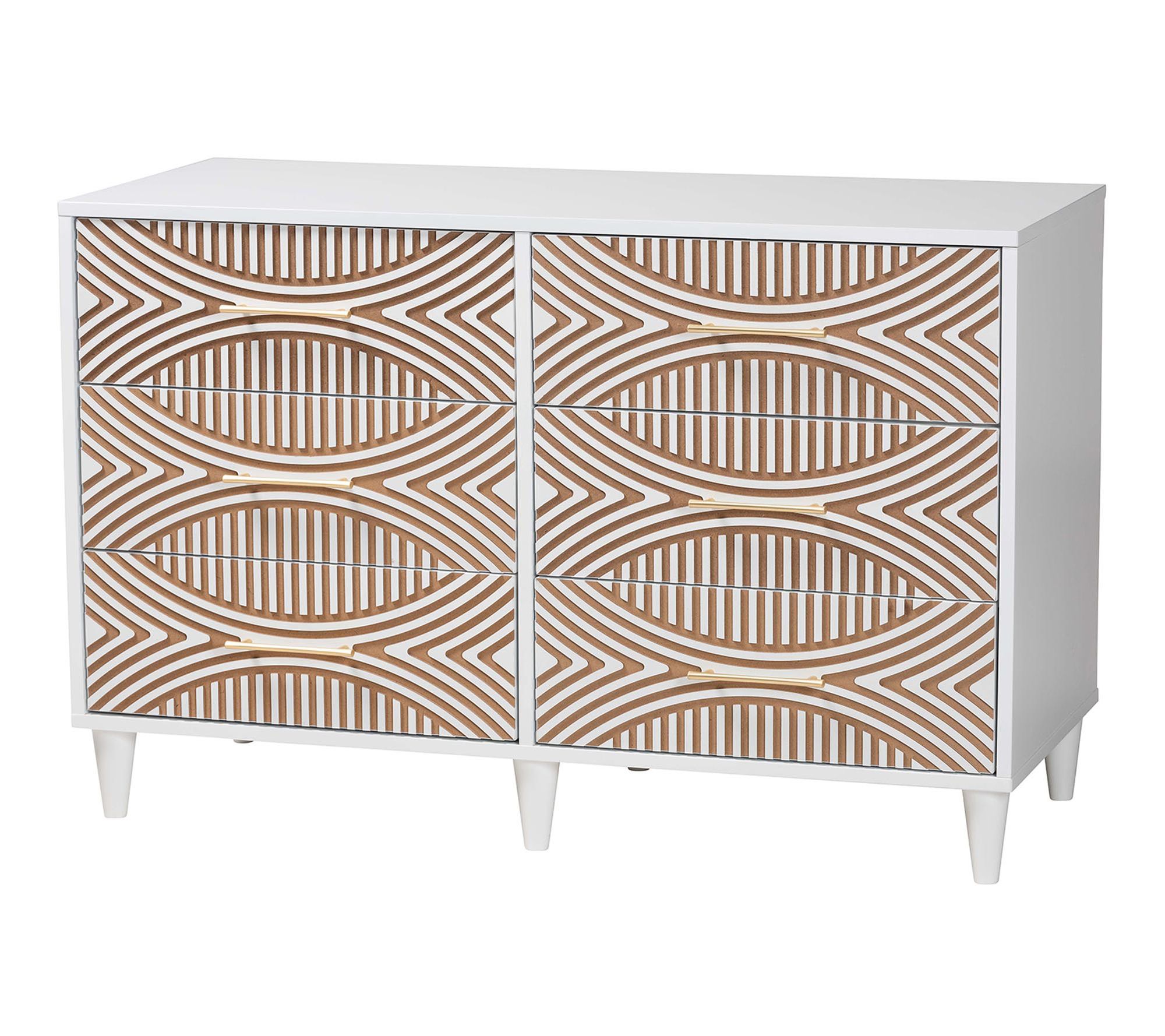 Louetta Coastal White Carved Contrasting 6-Drawer Dresser