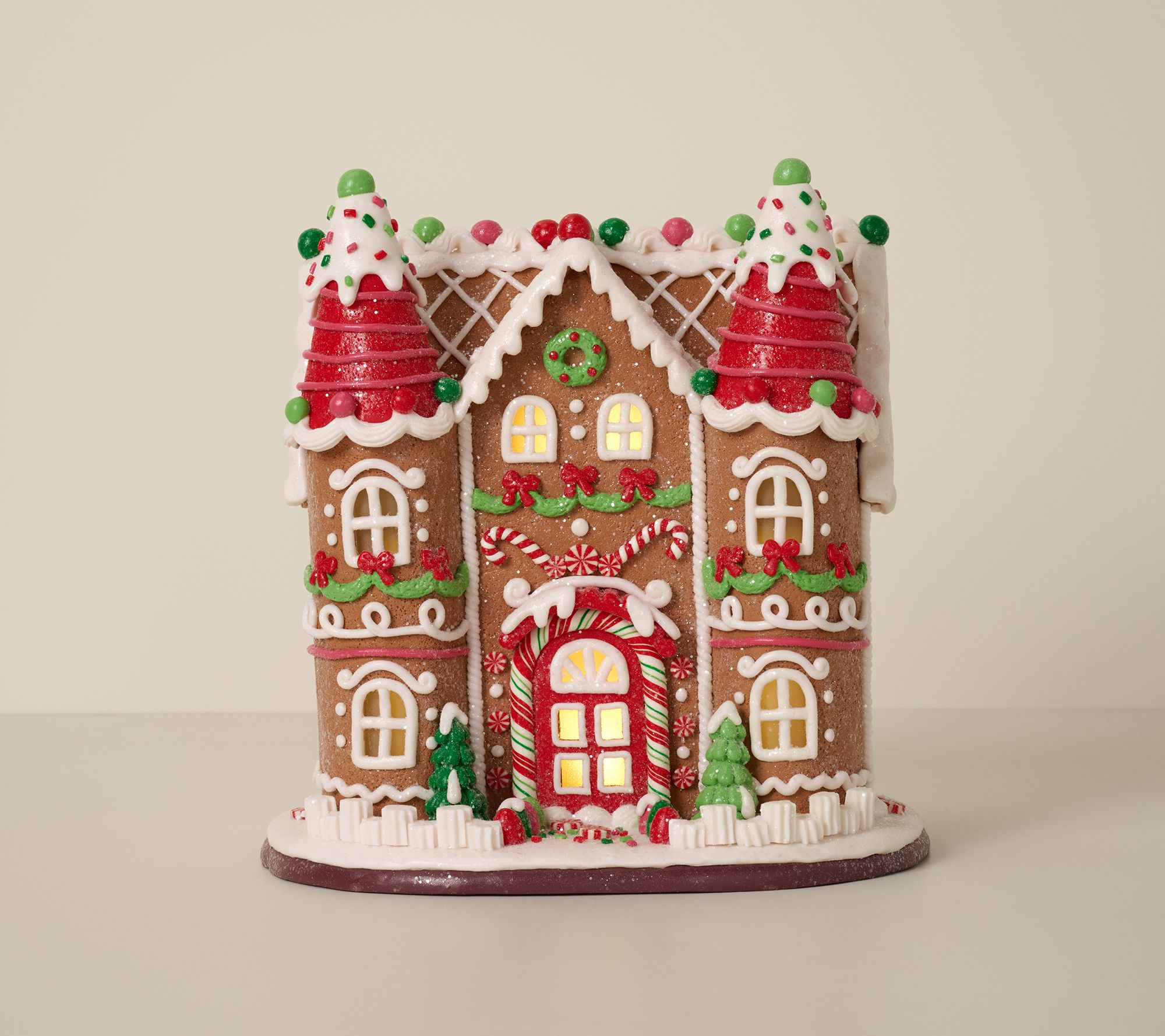 Illuminated Gingerbread Ice Cream Cone Castle by Valerie
