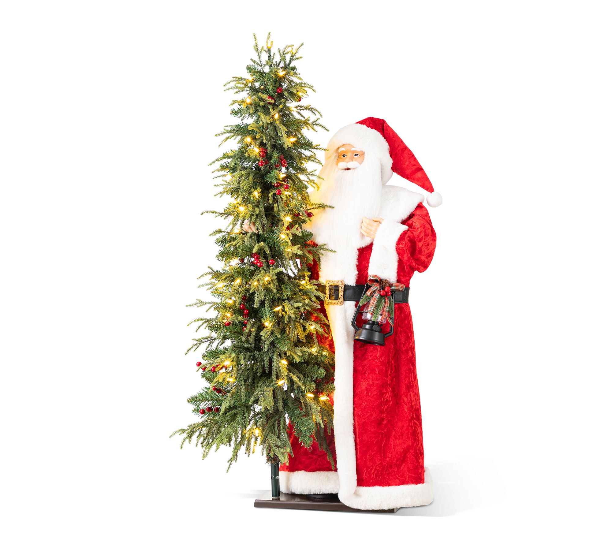 Glitzhome 3.5ft Christmas Santa with 4ft Lighted Christmas Tree