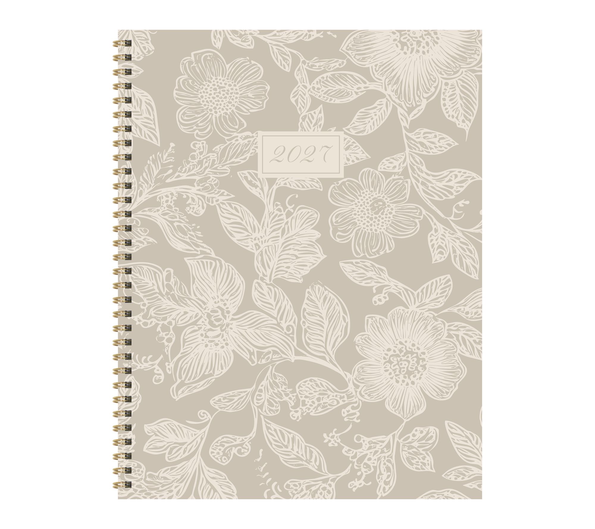 2027 Cream & Taupe Large Weekly Monthly Planner