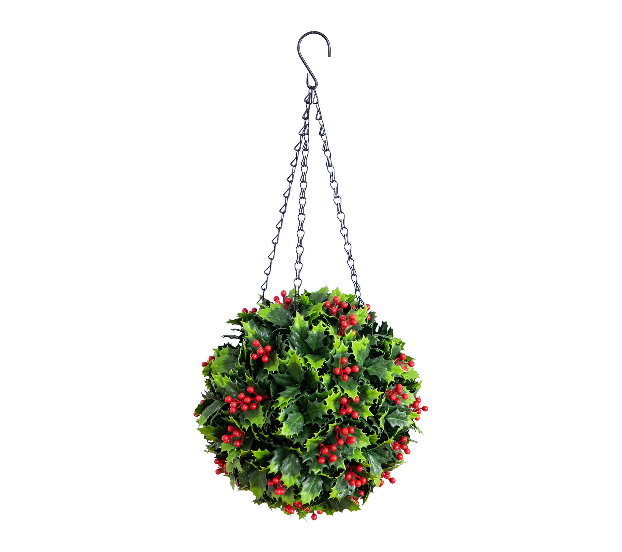 21-in  Holly Berry  Hanging Ball by Nearly Natural