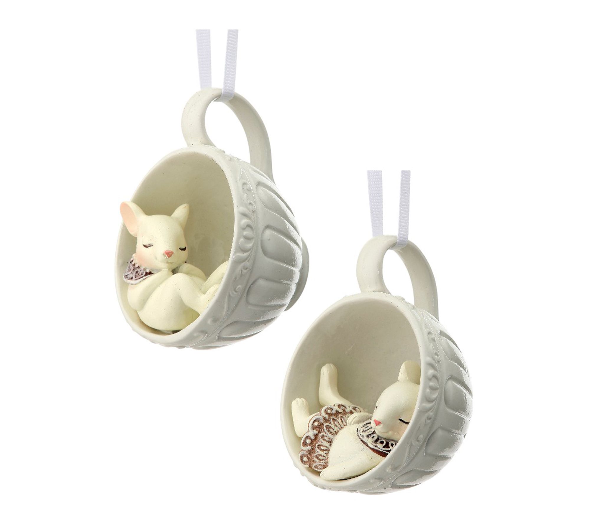 RC Home Decor -Teacup Christmas Mouse Ornament Set
