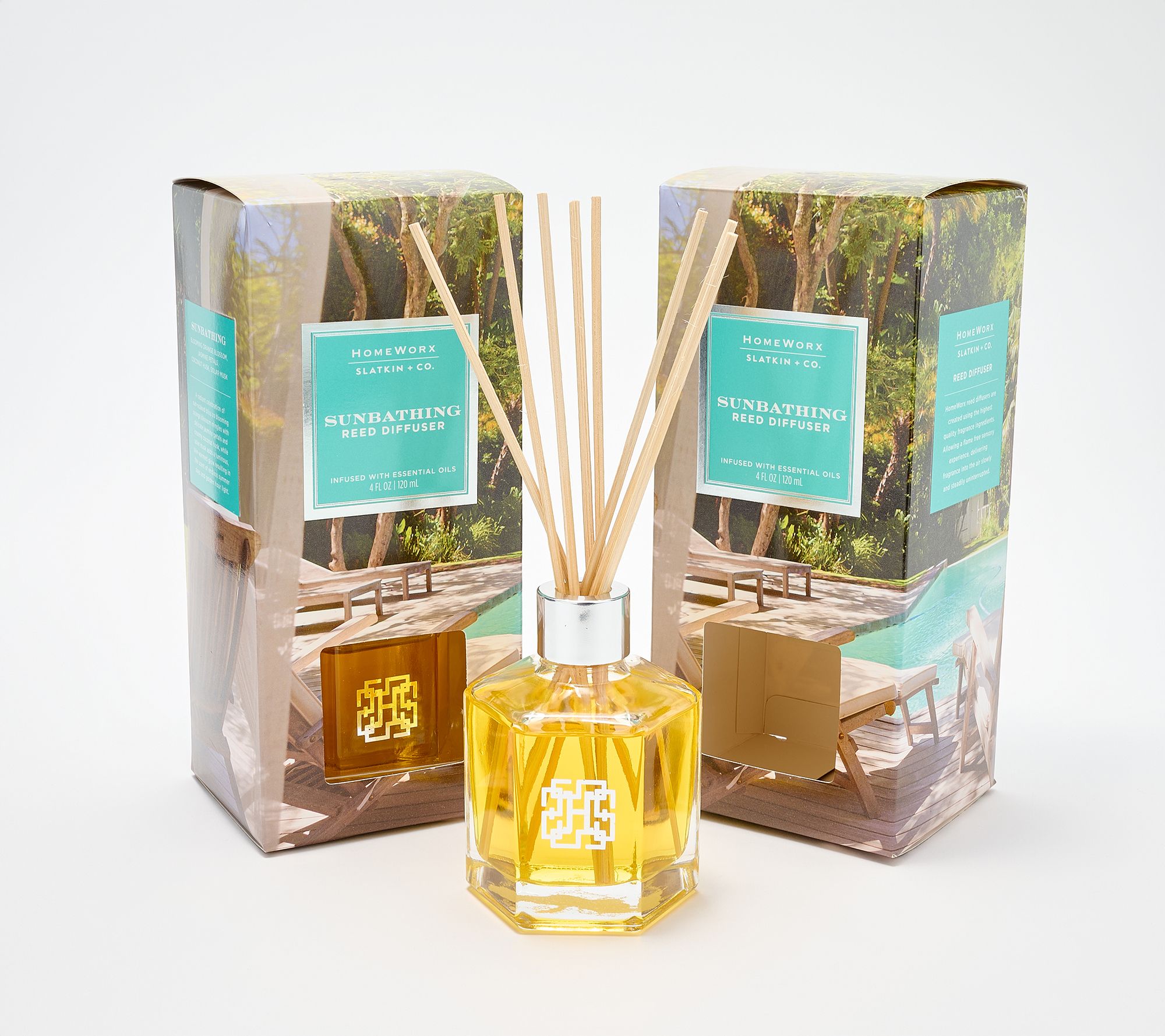 "As Is" HomeWorx by Slatkin + Co. S/2 Sunbathing Reed Diffusers