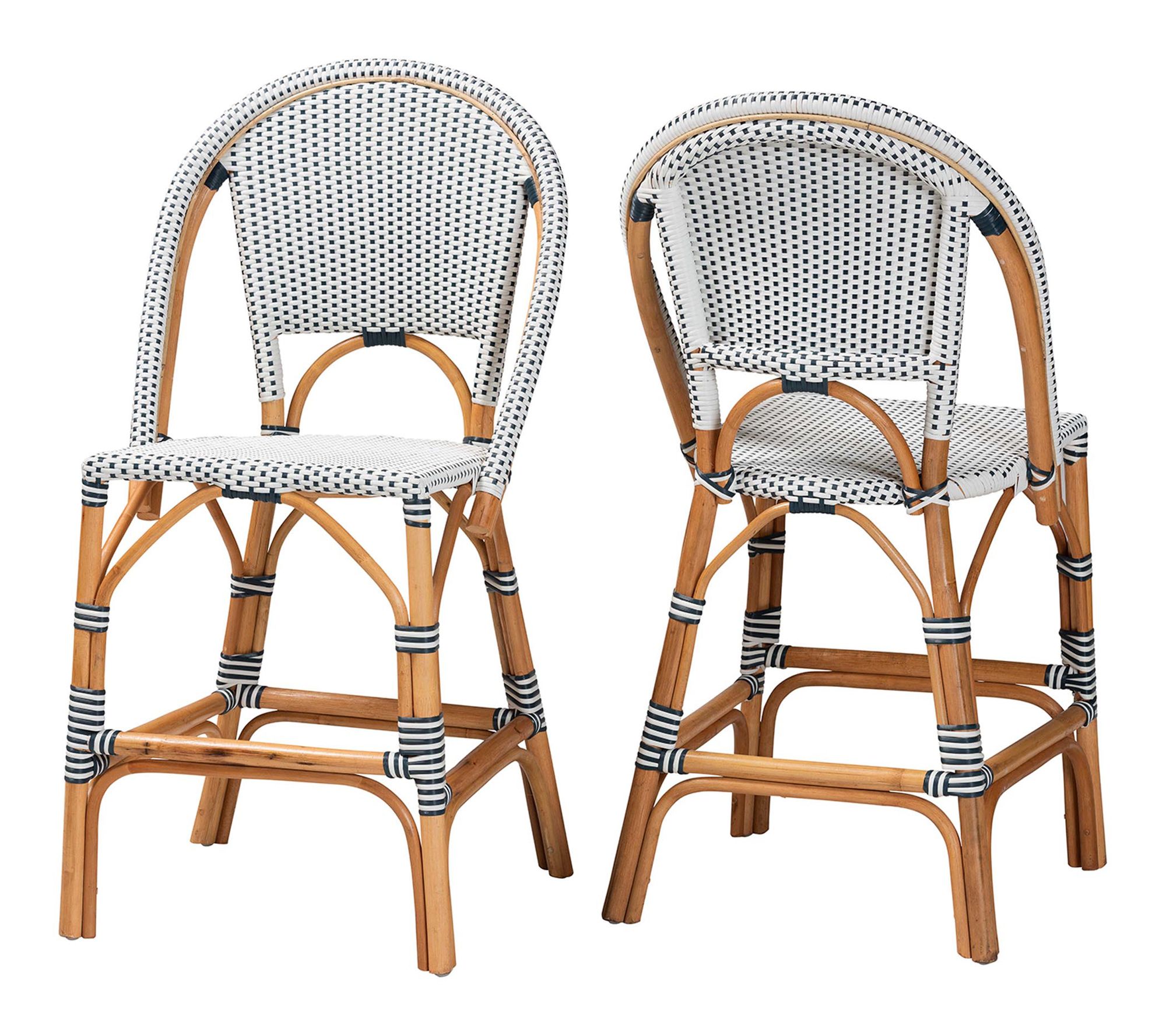 bali & pari Genica Weaving and Rattan Counter Stool Set of 2