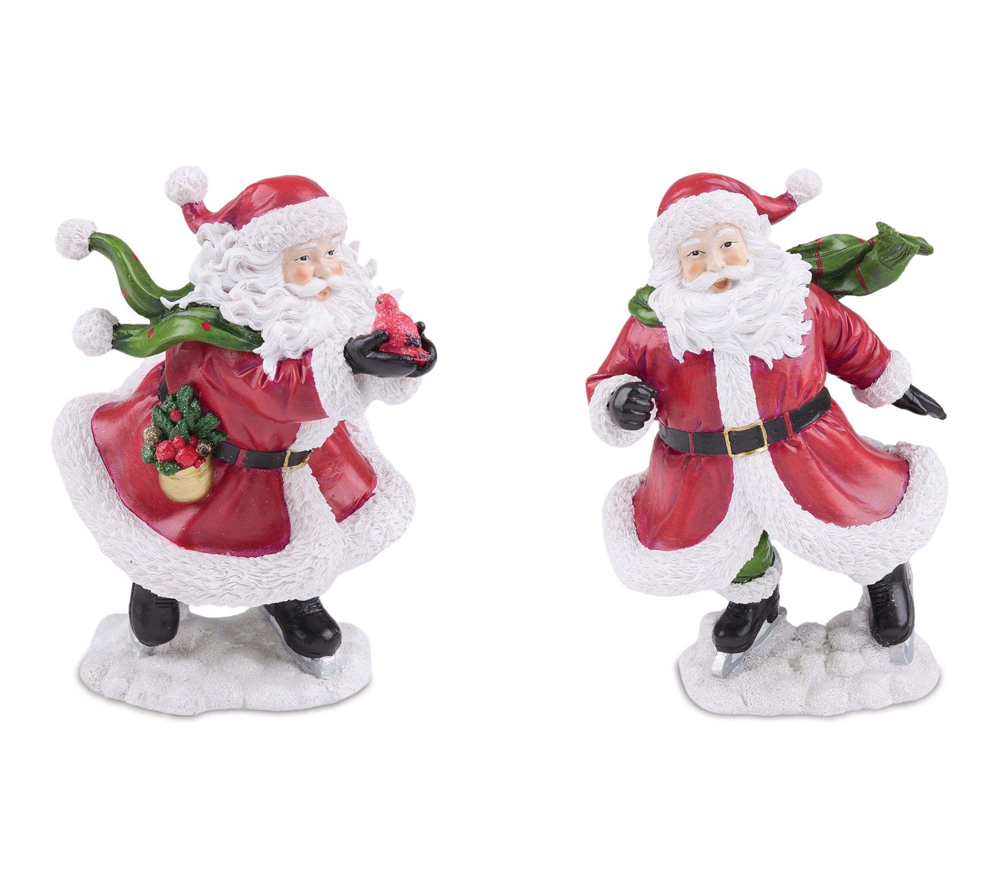 Melrose Windy Santa with Cardinal Bird Figurine (Set of 2)