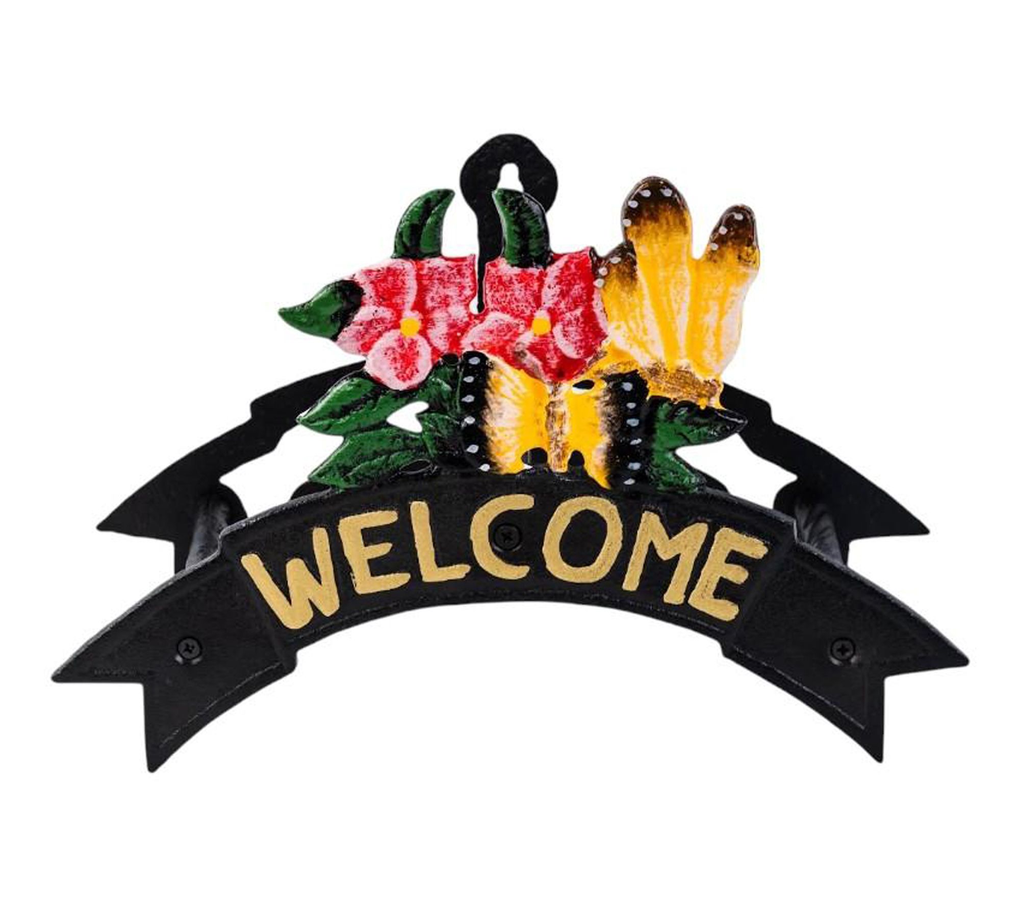 HomeRoots 8" Iron Floral Bouquet Welcome Hose Hanger