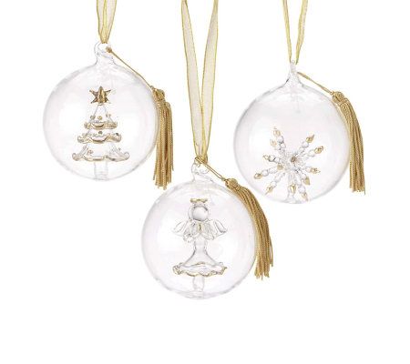 Lenox Crystal Wonder Ornaments - Set of 3 - QVC.com