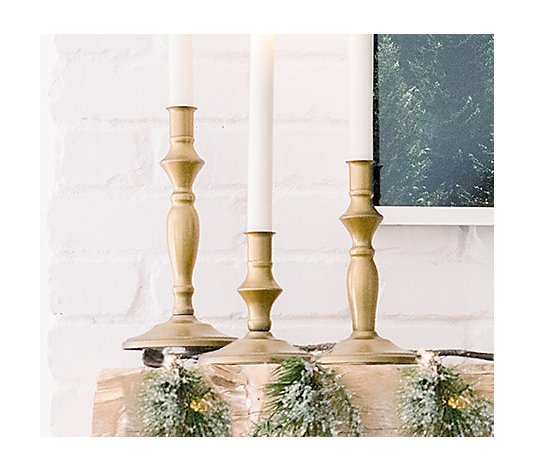 Set of 3 Bronze Candlestick Holders by Lauren McBride