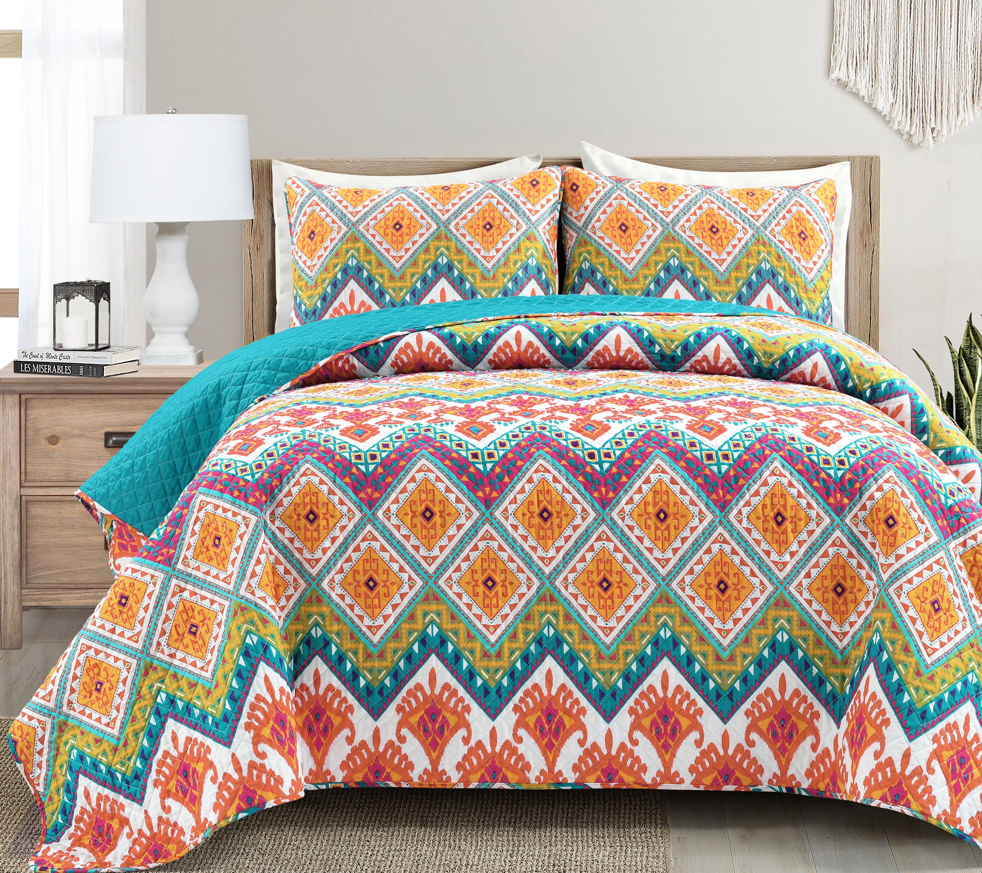 Lush Decor Boho Chevron Reversible Cotton Quilt3Pc F/Q