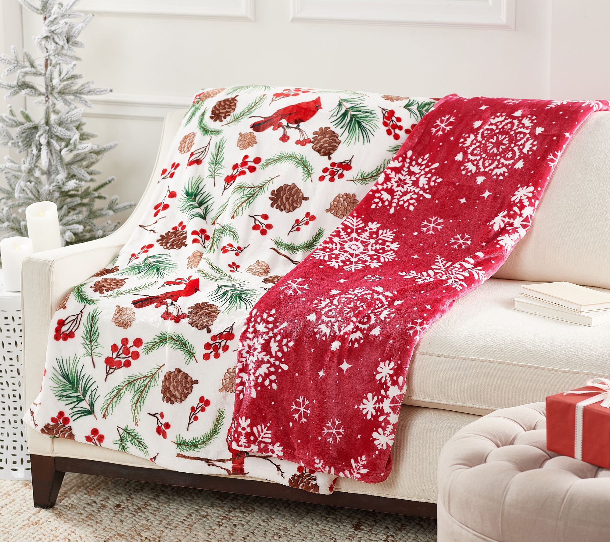 Kringle Express Oversized Set of 2 Printed Holiday Throws - QVC.com