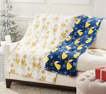 Kringle Express Oversized Set of 2 Printed Holiday Throws - H263529