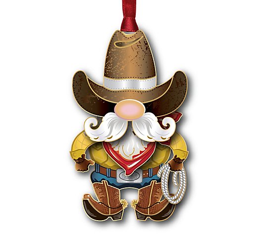 Beacon Designs Solid Brass Cowboy Gnome Ornament