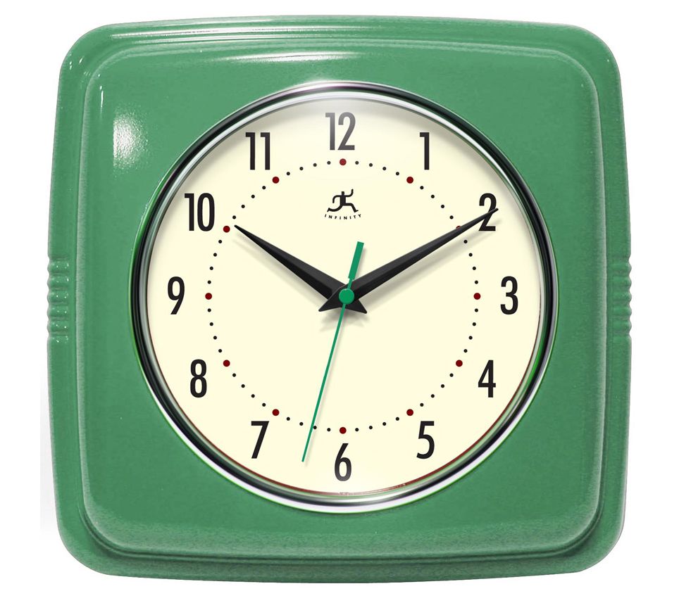 Infinity Instruments 9" Retro Silent Kitchen Clock
