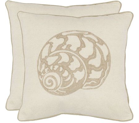 Safavieh Set of 2 18"x18" Palmer Seashell Applique Pillows