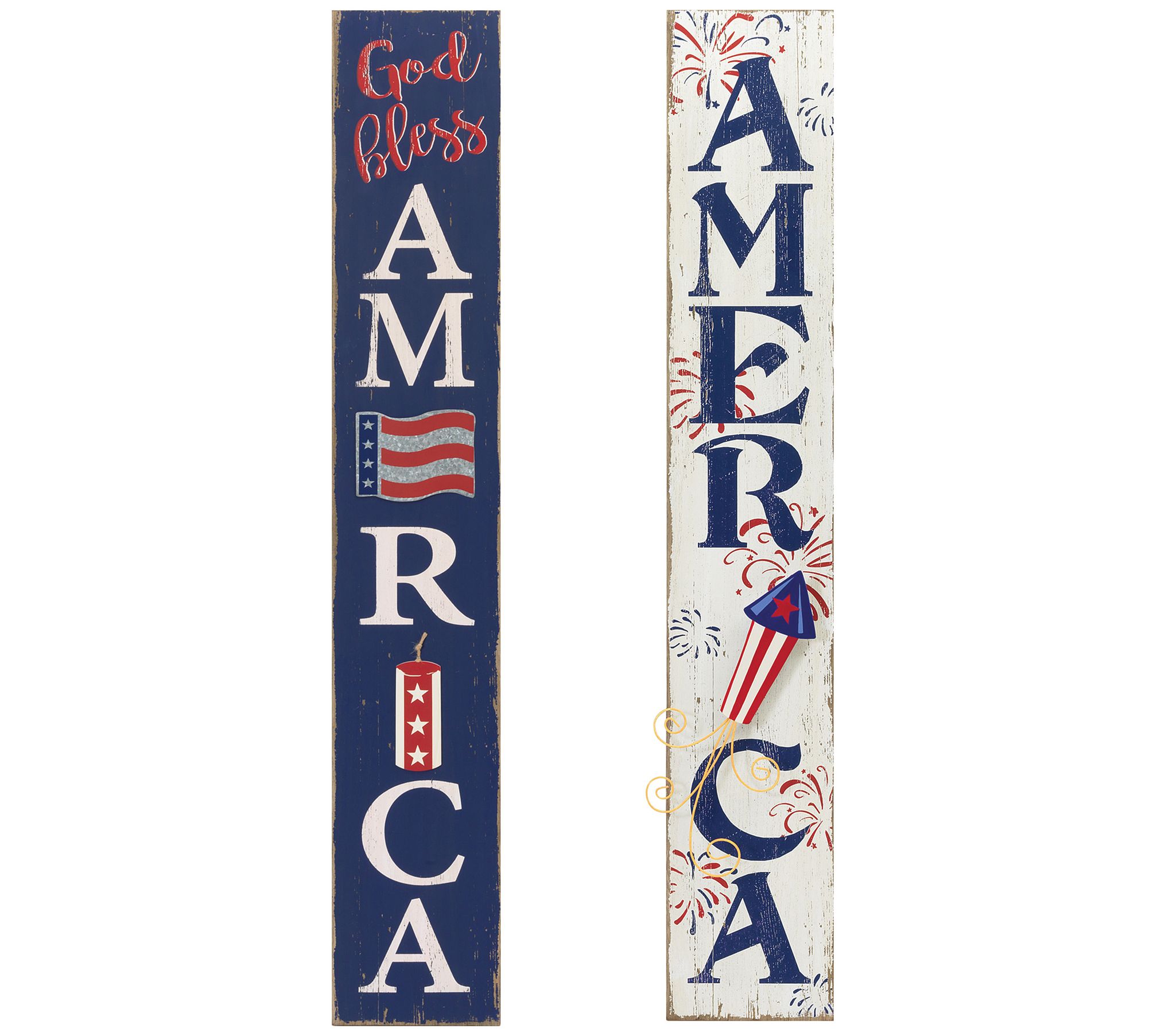 Antiqued Wooden Patriotic Wall Hangings by Gerson Co.