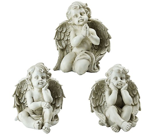 Northlight Set of 3 Sitting Cherub Angel Outdoor Statues