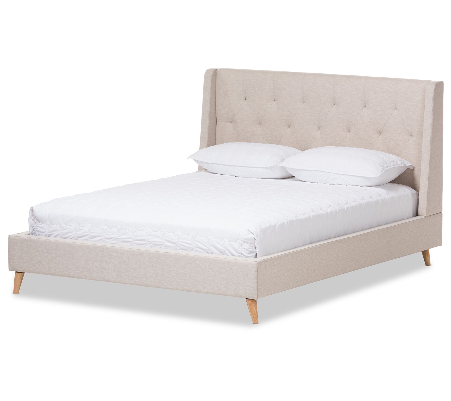 Adelaide Retro Modern Fabric Upholstered Platform Bed
