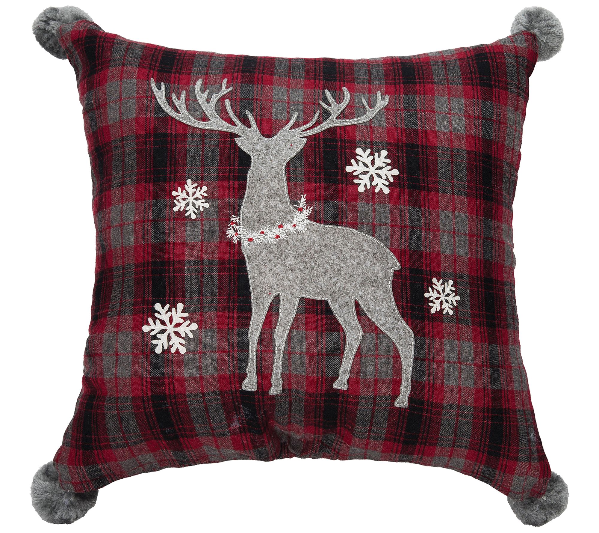 C&F Home Frosty Deer Plaid 18" x 18" Embellishe d Throw Pillow
