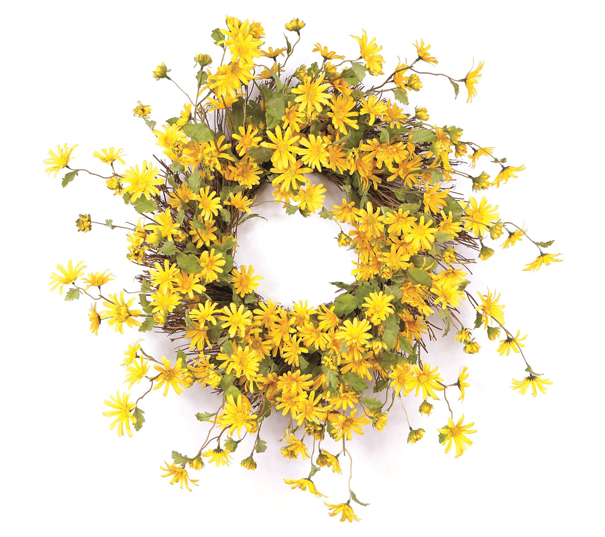 Melrose Yellow Daisy Floral Twig Wreath 23"D