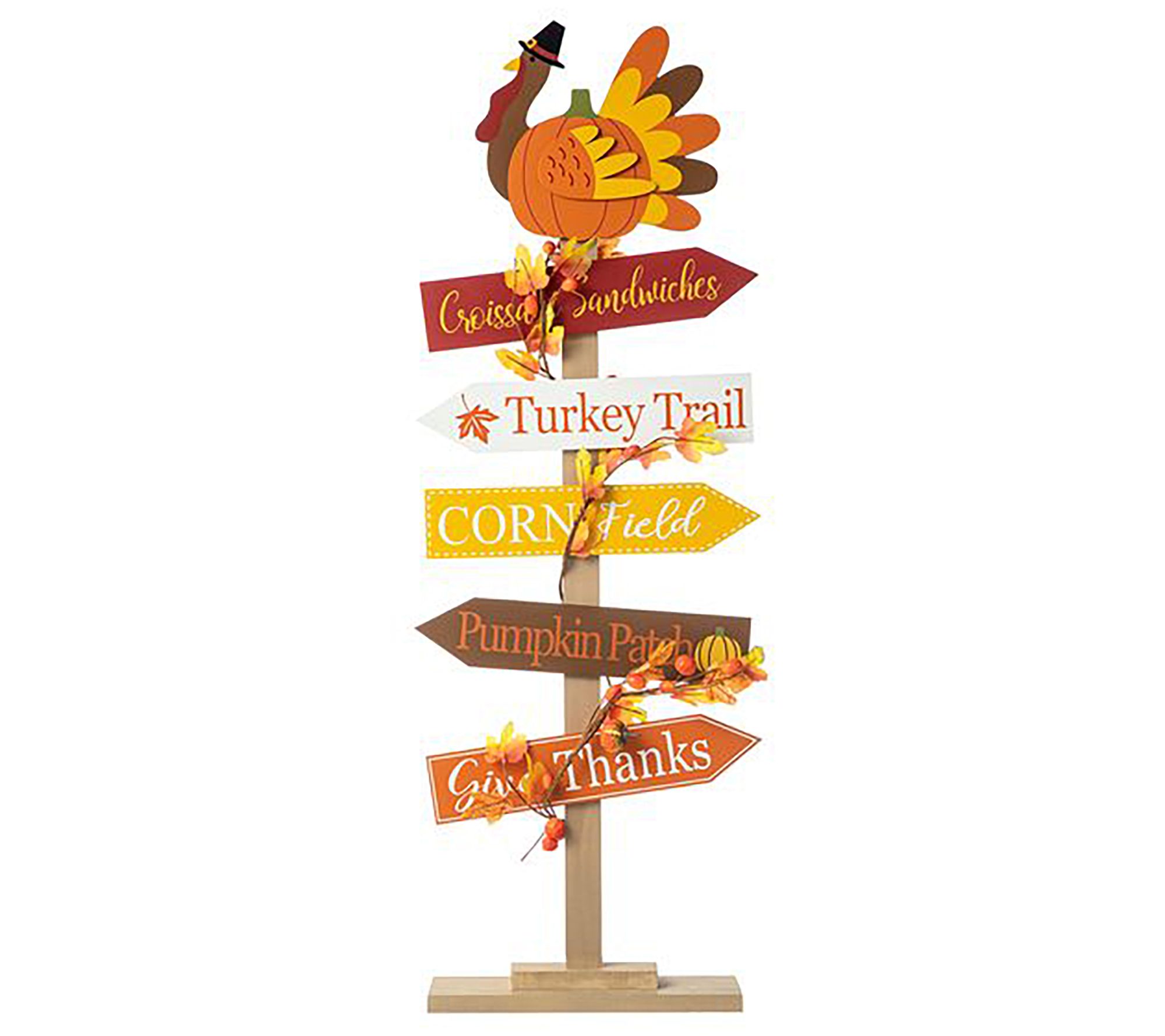 Glitzhome 42.75"H Thanksgiving Turkey Word Sign Porch Decor