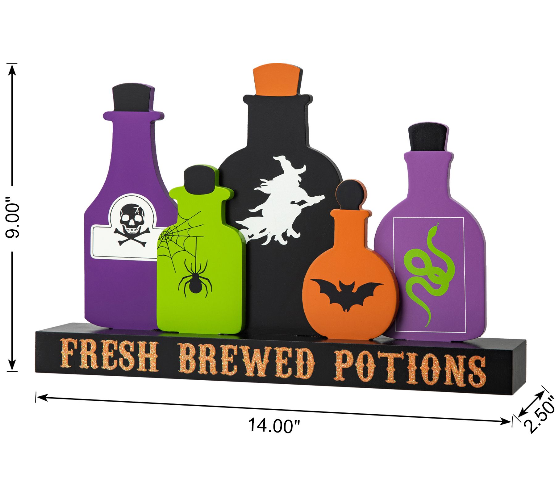 Glitzhome 14"L Halloween Wooden Poison Bottles Table Decor