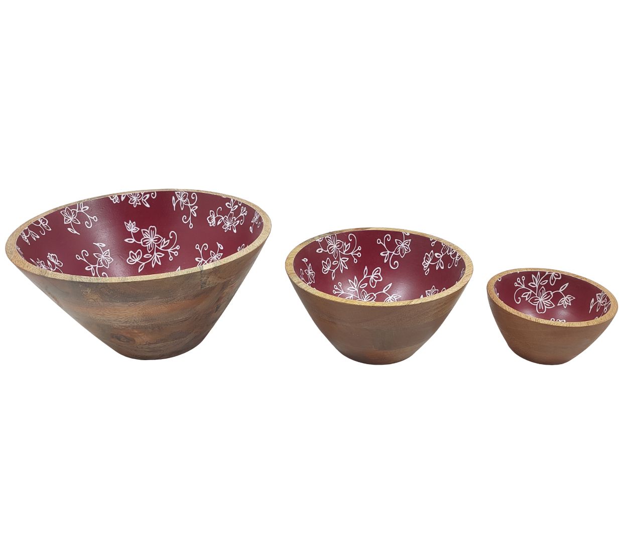 "As Is" Temp-tations Floral Lace S/3 Mango Wood Bowls