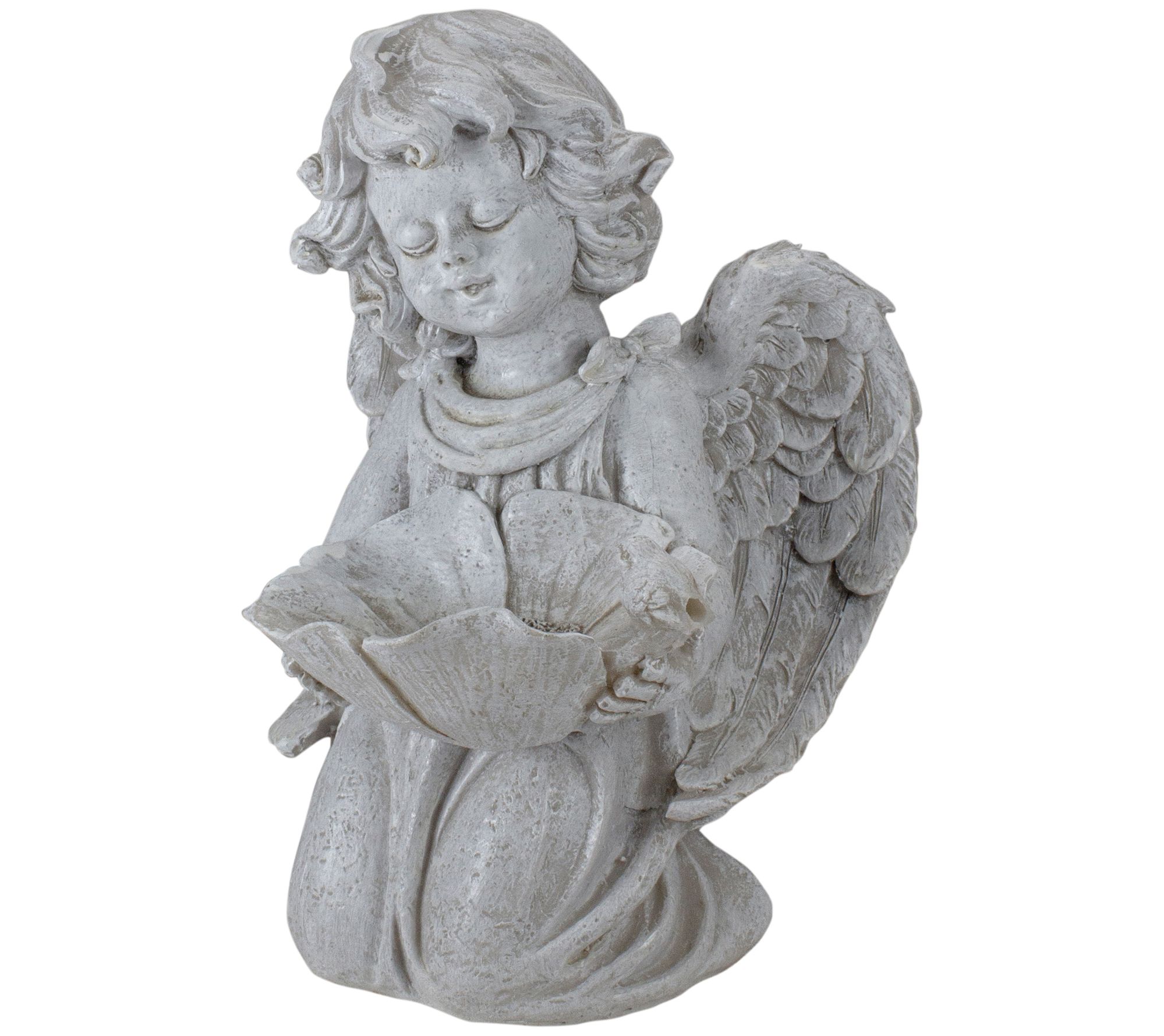 Northlight 9" Angel with Flower Bird Feeder Gar den Statue