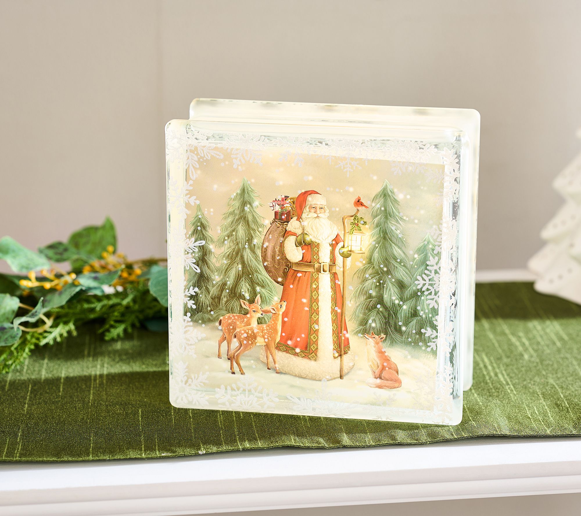 "As Is" Illuminated 7.5" Glass with Vintage Scene by Valerie