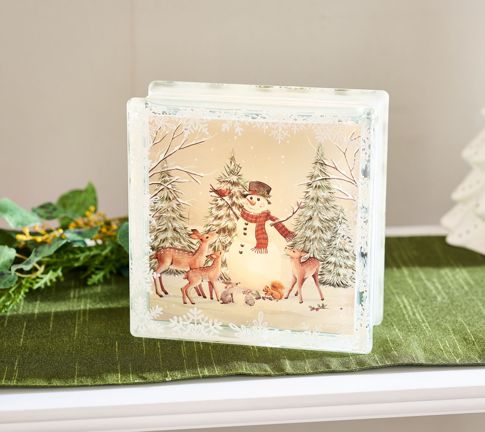 "As Is" Illuminated 7.5" Glass with Vintage Scene by Valerie