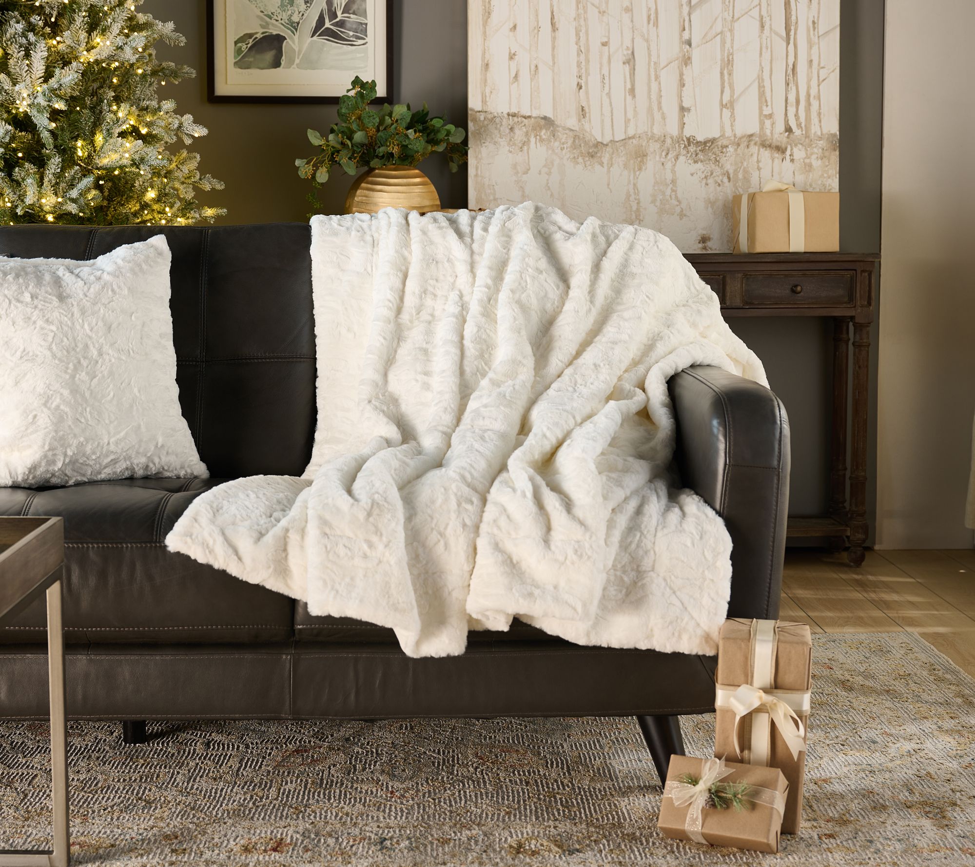 Dennis basso solid pelted faux fur throw sale