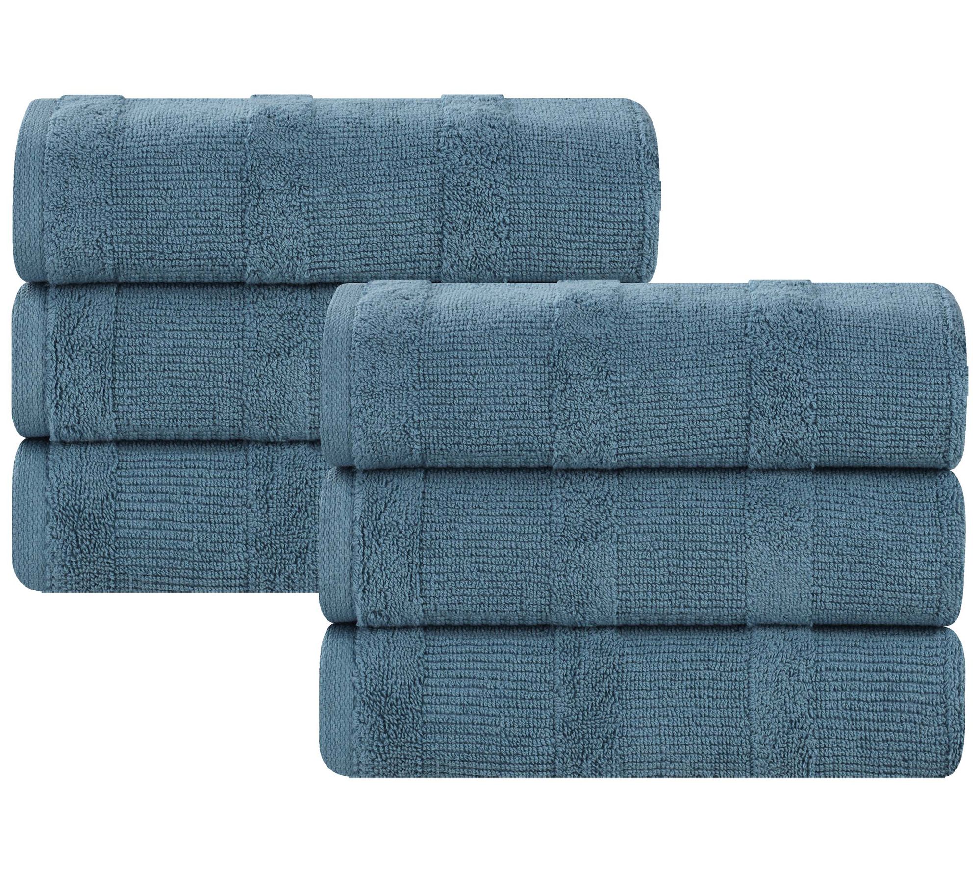 Superior Cotton Ribbed Textured Hand Towels,Set of 6