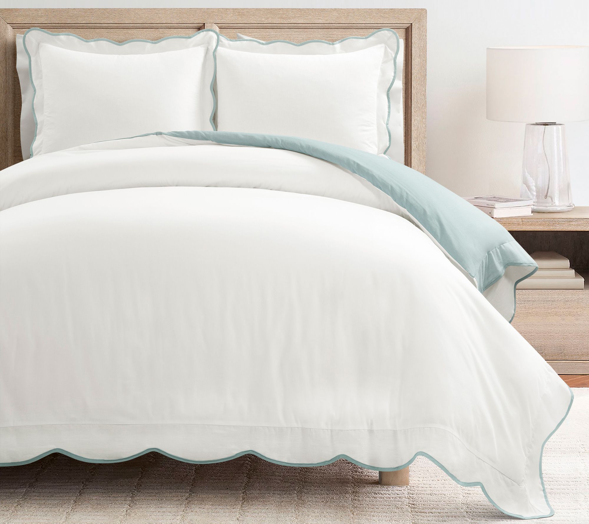 Lush Decor Coastal Chic Scallop Edge Duvet Cover 3pc Set- F/Q