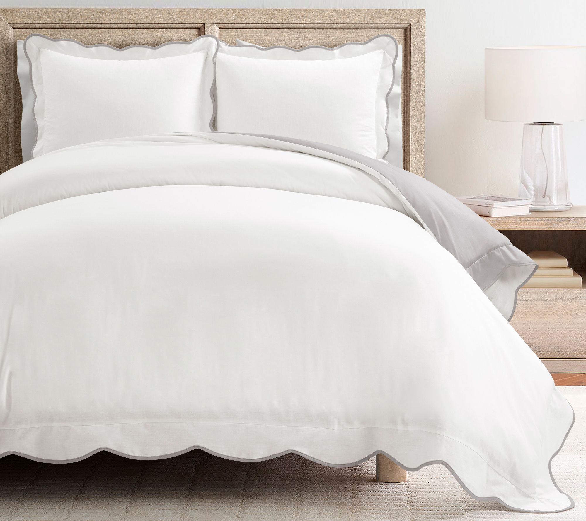 Lush Decor Coastal Chic Scallop Edge Duvet Cover 3pc Set- F/Q