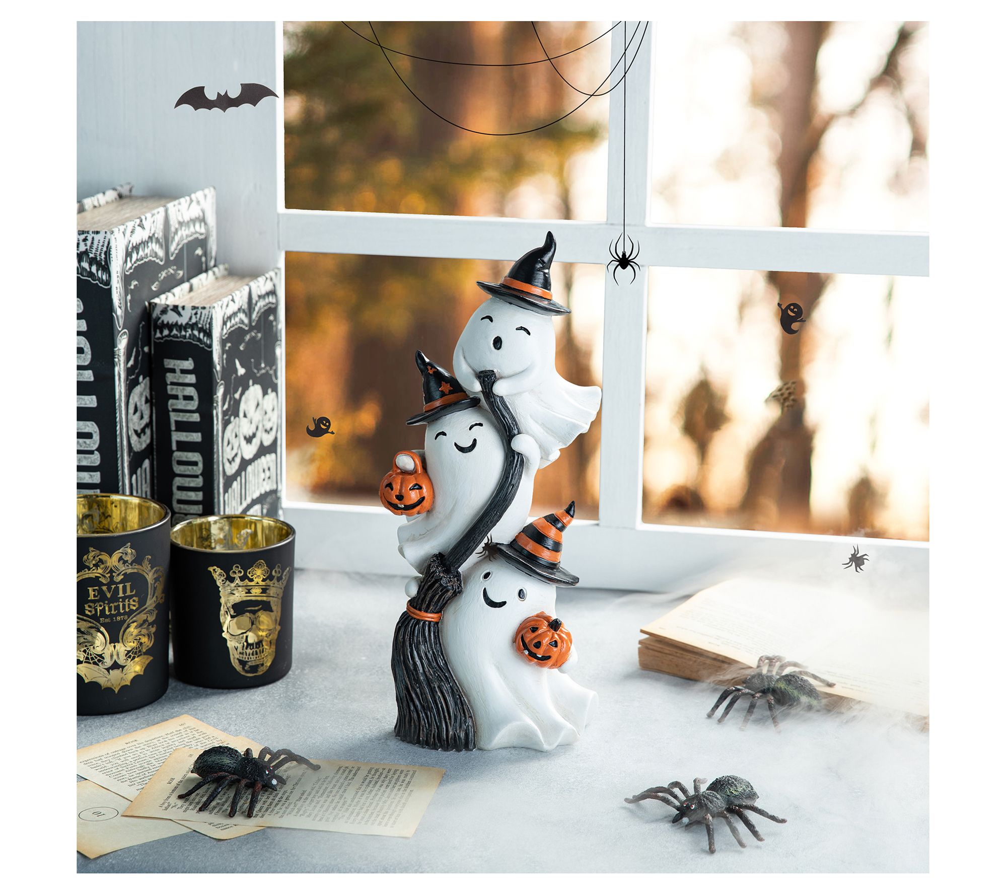 Glitzhome 13.00''H Halloween Stacked Ghost Table Decor - QVC.com