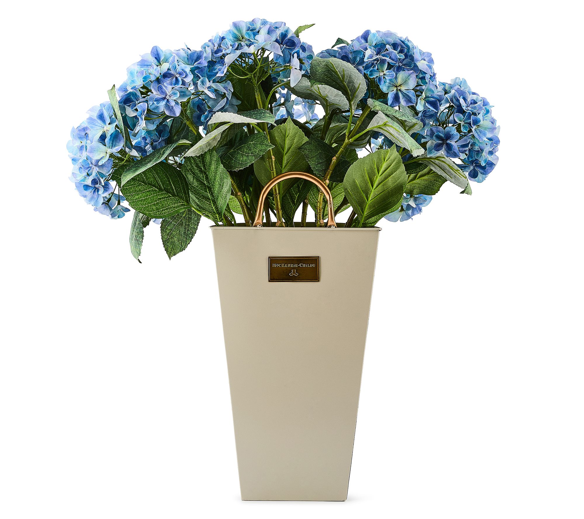 ファッションの MacKenzie Childs Hanging Basket with Faux Hydrangea - QVC.com コレクション