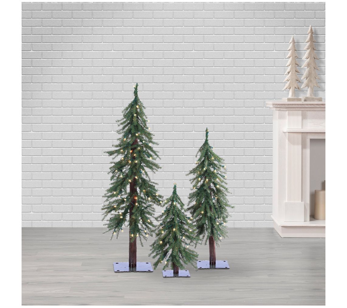 Elegant 3-Piece Prelit Alpine Tree Set by Sterl ing Co.