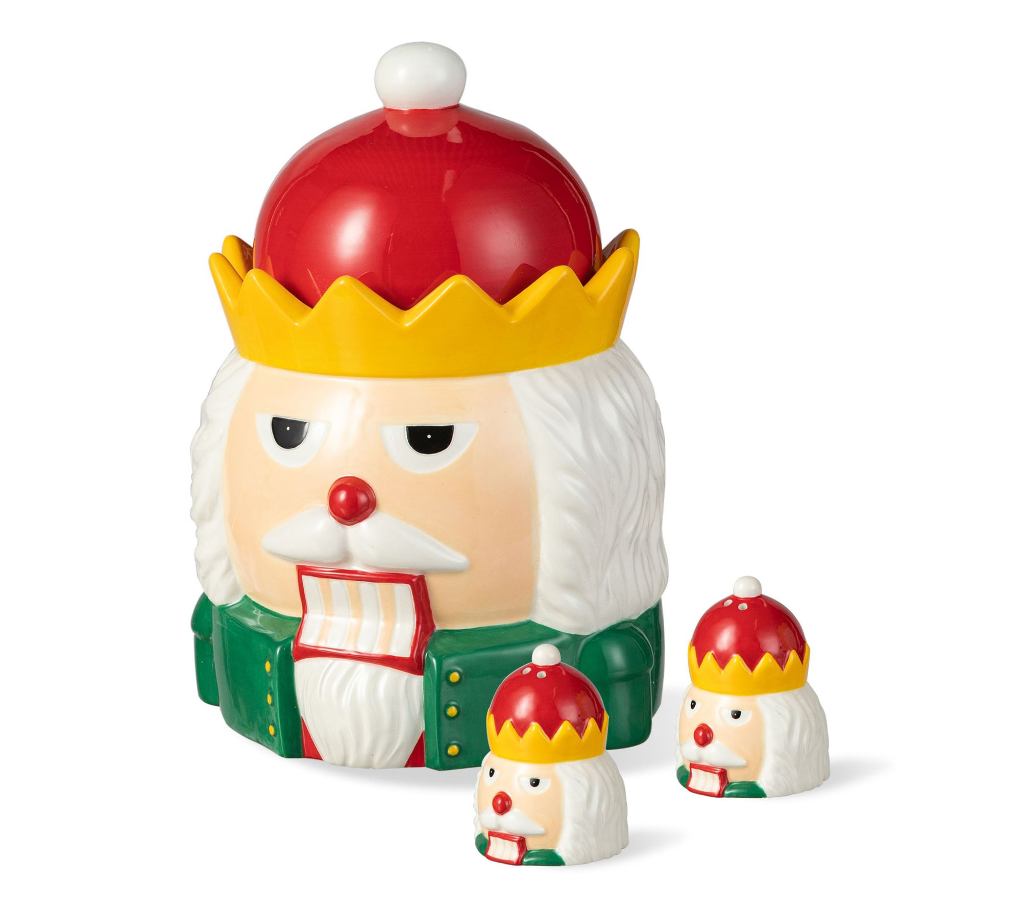 Glitzhome 3-Piece Ceramic Christmas NutcrackerCookie Jar Set