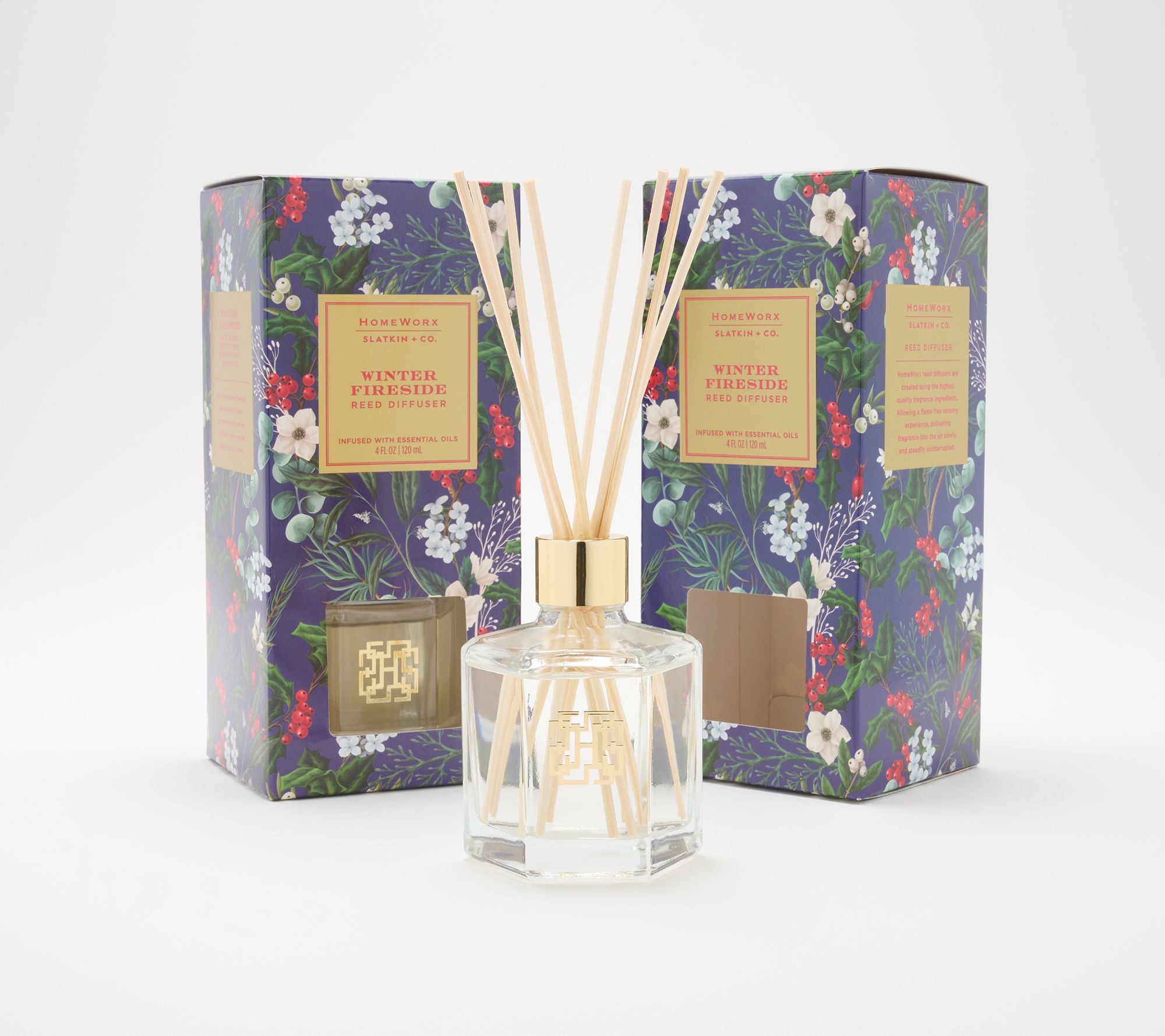 HomeWorx by Slatkin + Co. S/2 Cozy Winter Nights Reed Diffusers